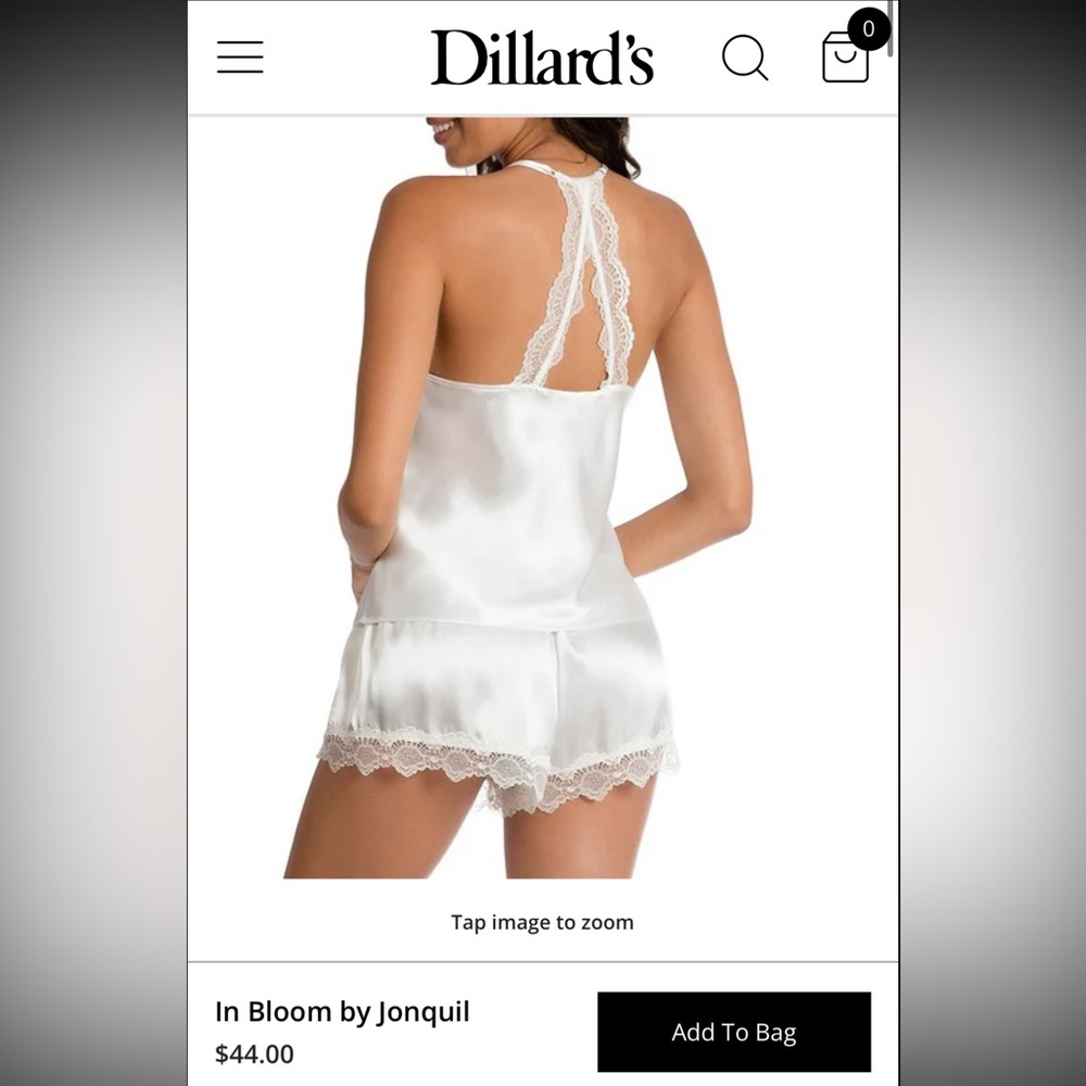NWT White Sleep Lingerie Set, Satin Fabric, In Bloom by Jonquil, Size Small - Picture 2 of 9
